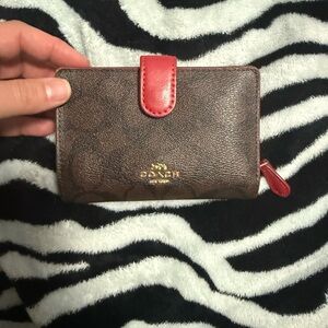Coach Brown Wallet with Red Trim